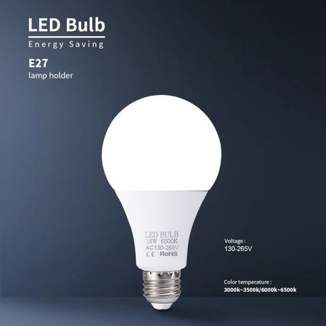 18-W-LED-Lampen, E27-Sockel, 6000–6500 K weißes Licht, hohe Helligkeit, für Schlaf- und Wohnzimmer, 130–265 V (1/5)