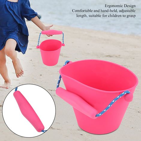 Seau de bain pliable en silicone pour bébé, jouet de bain portatif (rose rouge) (1/5)