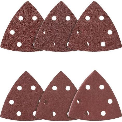 20pcs 90mm Papier Abrasif Papier Ponçage Triangulaire 6 trous Multi-fonctions grain 120, Papier Abrasif Tampon Abrasif pour - Remplacement Rapide de la Lame, Etui, Grattoir, Lame (1/4)