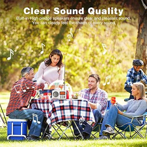 Petite Radio Portable FM/AM (MW),Transistor Radio avec Une Excellente Réception et Une Qualité Sonore Elevée,avec Connexion Timed/Grand écran/réveil/Stockage Manuel/Prise Casque (1/4)