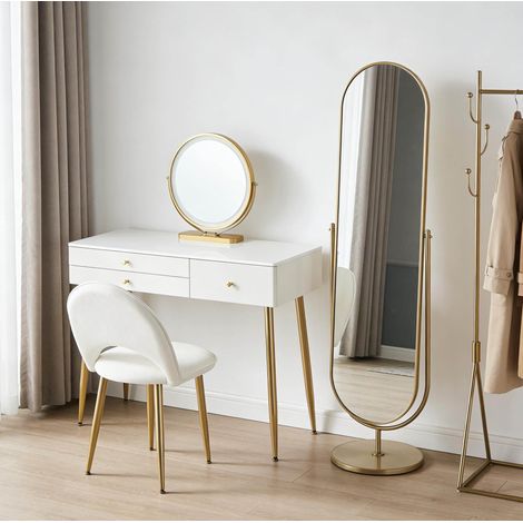 Escritorio tocador con espejo LED y silla OKMYHOME (1/5)