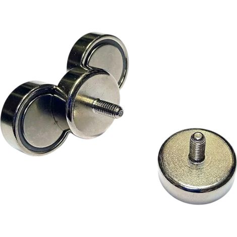 Lot de 10 supports magnétiques C20 avec filetage pour écrou Comprend rondelle et écrou M4, force de serrage 8 kg (1/5)