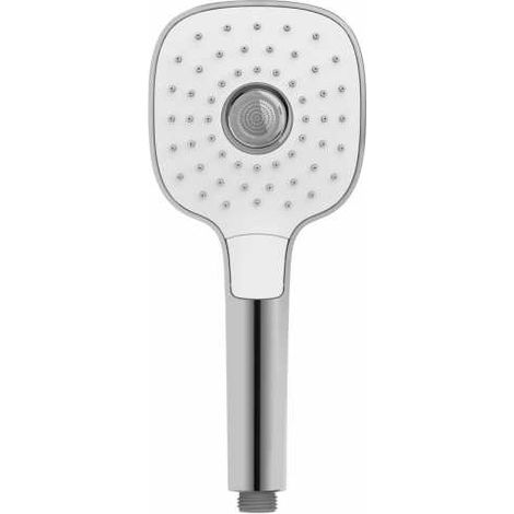 WENKO Soffione doccia a 3 getti powerboost, soffione ad alta pressione rivitalizzante grazie ai 96 ugelli, design quadrato, attacco universale 1/2", in plastica ABS, 12x12 cm, cromato - bianco (1/5)