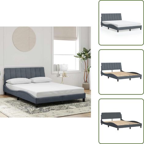 The Living Store Bettgestell ohne Matratze Dunkelgrau 120x200 cm Samt - Bettsystem - Doppelbett - Samtbettwäsche - Boxspringbett - Lattenrost