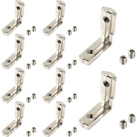Profile Aluminium Corniere 90° Angle Interne Rainure en T Supports de Raccord d’angle Intérieur Joint à Angle L-Forme 10PCS 2020 (1/5)