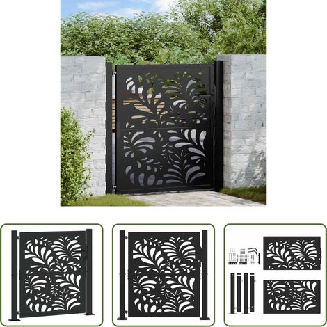 Portail métallique - Portail de jardin noir 100x100 cm acier conception de vagues (1/5)