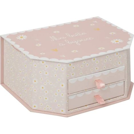 Boîte à Bijoux 2 Tiroirs Lana 21cm Rose (1/3)