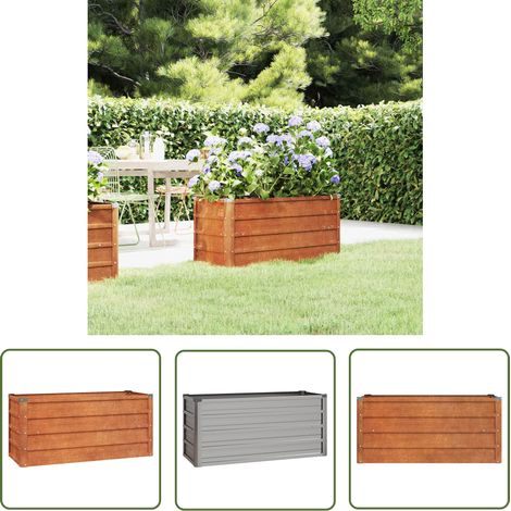 The Living Store Lit surélevé de jardin rouillé 100x40x45 cm acier corten - Jardiniere - Bac Acier - Plante Exterieur - Pot De Fleurs - Décoration Jardin (1/5)