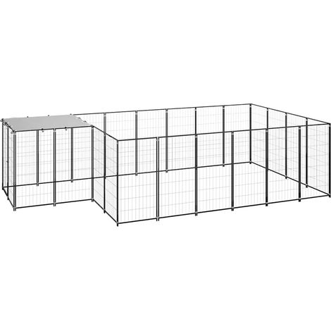 Maison Exclusive - Gabbia per Cani Nera 8,47 m² in Acciaio (1/5)