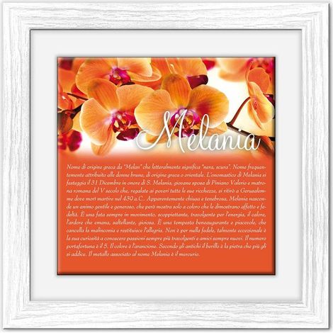 Lupia - Quadro mattonella Ceramica Modern White 29x29 cm con significato del nome Melania (1/4)
