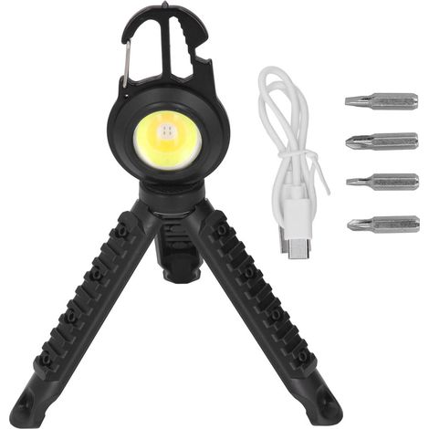 Petites lampes de poche COB, 3 Modes d'éclairage, rechargeables, multifonctions, noires, portables, avec trépied, pour la pêche à la maison