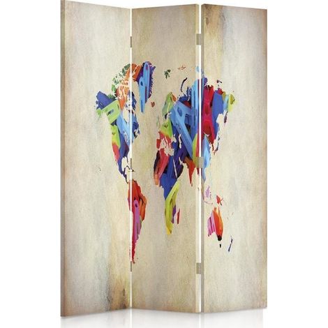 Paravento bilaterale 360, Mappa del mondo colorata - 110x170 (1/5)
