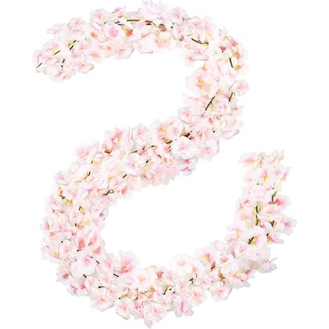 Fleurs artificielles en Soie Fleur de Cerisier Guirlande Vigne Suspendue pour Mariage Décoration de Jardin Maison 4 Pack (Rose) (1/5)