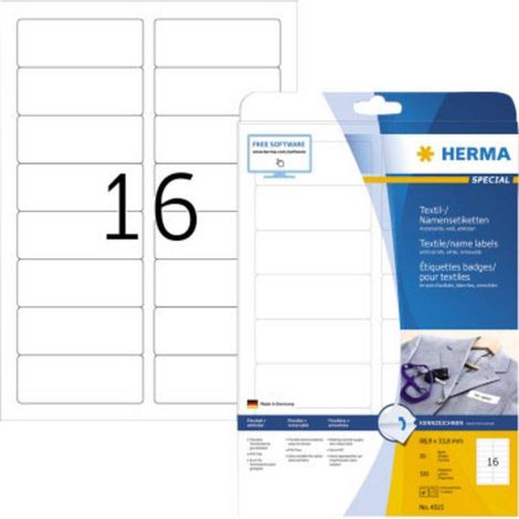 Herma 4515 Etichetta per nome 88.9 x 33.8 mm Seta all'acetato Bianco 320 pz. Staccabile Stampante laser, Fotocopiatrice (1/4)