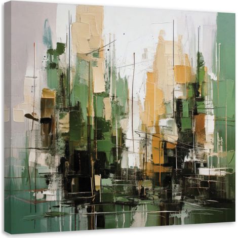Wandbild Stadt Abstraktion Grün 30x30 cm