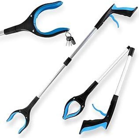 Pince de préhension pliable LINKINNO avec aimant, pince à déchets en aluminium, pince ergonomique avec prise en main ferme, bras de préhension extra long et tête rotative à 360° pour les seniors (82 c