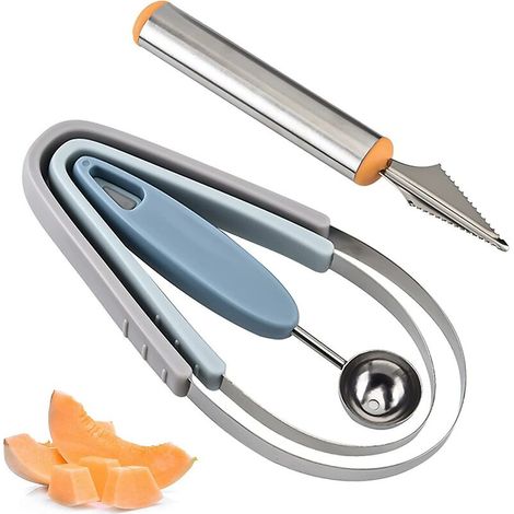 RHG 4pcs Melon Baller Scoop Set, Acier Inoxydable Fruit Scoop Couteau À Découper, Plateau De Fruits Diy Et Outil À Salade