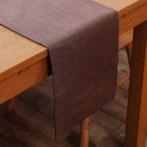 Chemin de table rustique en toile de jute, marron café, 2 pièces en 1, 30 x 90 cm, idéal pour un salon, un dîner, un mariage ou une fête d'anniversaire. (1/5)