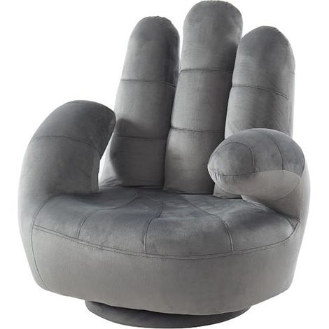 Vente-Unique – Fauteuil enfant pivotant en velours 1 place – Gris anthracite – Structure bois – Assise mousse polyuréthane – Charge max 120 kg