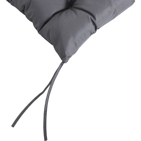 Lot de 2 coussins pour chaise d’extérieur, gris, 50x98x8 cm, en coton et polyester, avec liens de fixation.