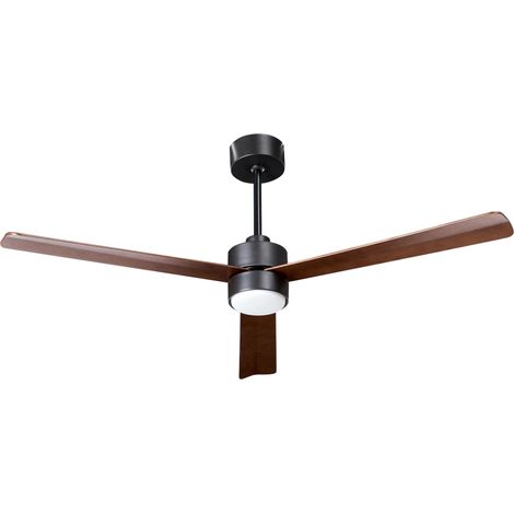 Ventilador de techo moderno con mando a distancia iluminación LED material sintético marrón Jeremy