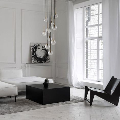 TK Lighting Nilos Nero Oro Sospensione 42 cm