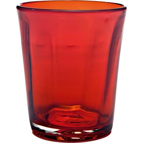 Zafferano Set 6 Bicchieri Tumbler Serie Bei in vetro colorato rosso, lavorazione artigianale a mano volante, design raffinato per la tavola quotidiana