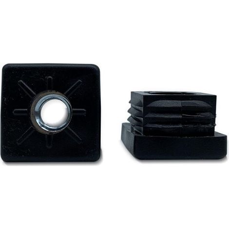 4 - Bouchon Fileté Carré - Embout Pour Tube Carré - Fixation Pied Réglable - Pour Portail Aluminium Et Meuble - Noir - 40x40mm (1/4)