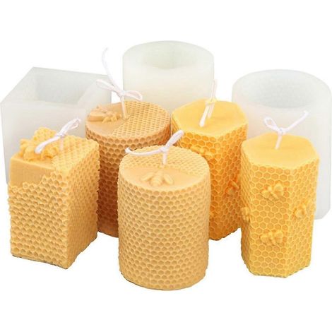 Moule à bougie en silicone en forme de nid d'abeille à 6 faces (1/5)