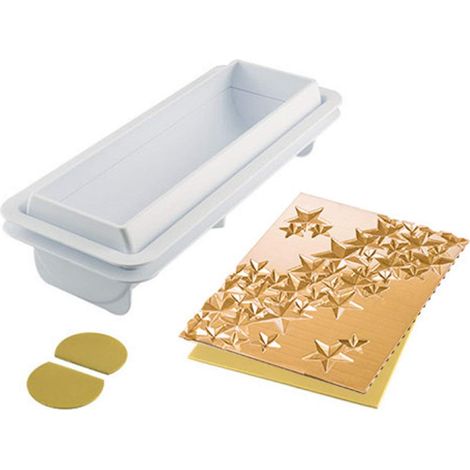 Kit composition 1 Bûche en plastique, 1 Base en plastique, 2 Têtes en Silicone platine, 2 Tapis en Silicone platine, Design 3D, 250 x 80 mm, h 67 mm (1/3)