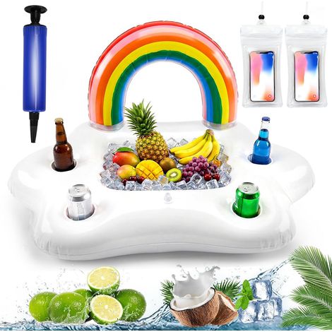 4pcs Porte Gobelet Flottant Set, 90  55cm Bouee Porte Verre pour Piscine, Porte-Gobelets Gonflable Piscine pour Baignade Fêtes de Plage Eté (1/5)