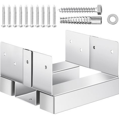Support de Poteau Bois, Lot de 10, Base de Poteau, Taille Interne 139,5x141,5 mm, Acier au Carbone, Ancrage de Poteaux au Béton pour Balustrades de Porche, Pergolas, Supports de Colonnes, Patios (1/5)