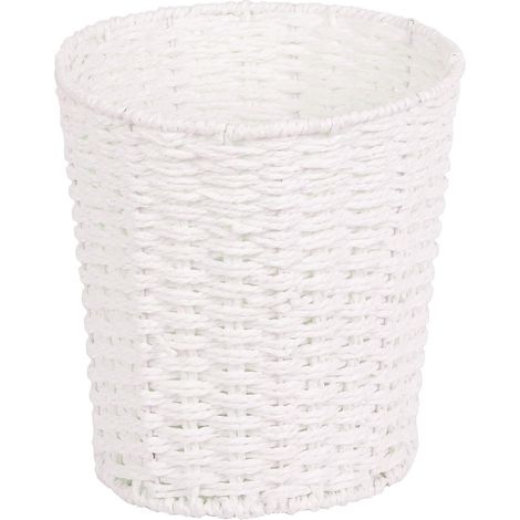 Corbeille à papier ronde en osier pour chambre à coucher, salle de bain, bureau ou maison Blanc (1/5)