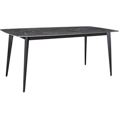 HEXA Tisch – Rechteckig 160 cm – Keramikplatte in Anthrazit-Marmor-Optik – Metallfüße – Moderner Stil