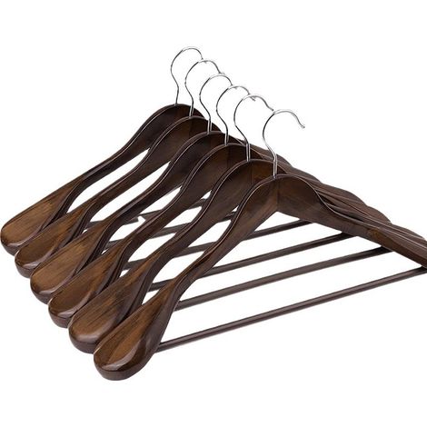 Cintres de Costumes profilés en Bois massif avec Épaules extra larges 6pcs (1/5)