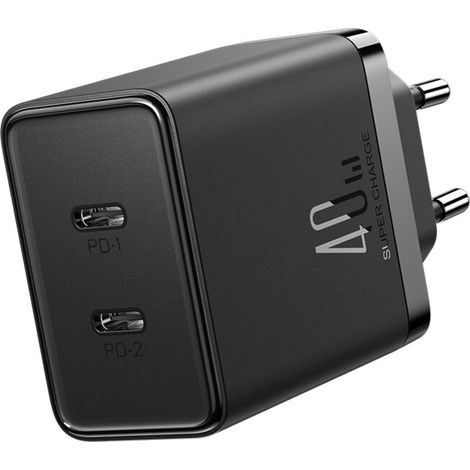 Joyroom JR-TCF09 Schnellladegerät 2x USB-C 40W - Schwarz (1/5)