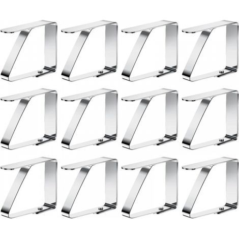 Lot de 12 pinces à nappe en acier inoxydable pour l'extérieur, les barbecues, les fêtes, les tables d'une épaisseur maximale de 5 cm (1/5)