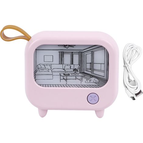 Veilleuse déco TV rose Toivize, design rétro compact 10x9cm, éclairage LED rechargeable USB 2 modes blanc chaud (1/5)