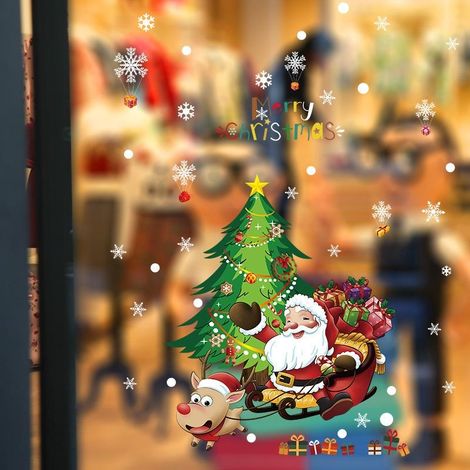 Autocollants décoratifs pour sapin de Noël, papier peint adhésif décoratif pour vitres et fenêtres. (1/5)