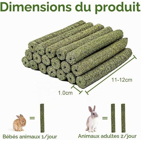Rabbit Chew Toys Timothy Hay Sticks Rabbit Toy Rabbit Chew Toy Set Hamster Chew Toys Natural Flavored Hay Sticks Molar Chew Toy (1/4)