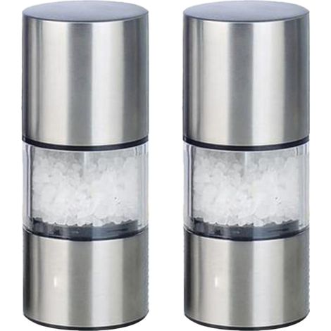 Moulin à Sel et Poivre - En Acier Inoxydable avec Broyeur Céramique Réglable - Pour Cuisine Maison ou Professionnelle - Lot de 2 (1/5)