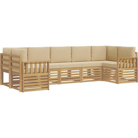 Outdoor-Sofagarnitur 6 pcs Weiß und Beige 304 x 128,5 x 73 cm vidaXL