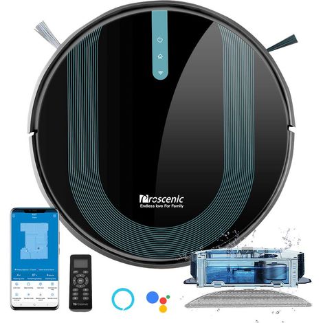 proscenic 850T Robot Aspirapolvere e Lavelli, Robot Aspirapolvere 3000Pa, Versione Nuova, Potente per Animali Domestici, Navigazione Intelligente, Serbatoio Misto 2 in 1, Controllo da Siri, App, Alexa (1/5)
