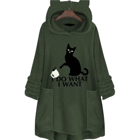Sweat à capuche pour femme avec poches et imprimé chats d'automne. Sweat à capuche résistant et confortable. (1/5)