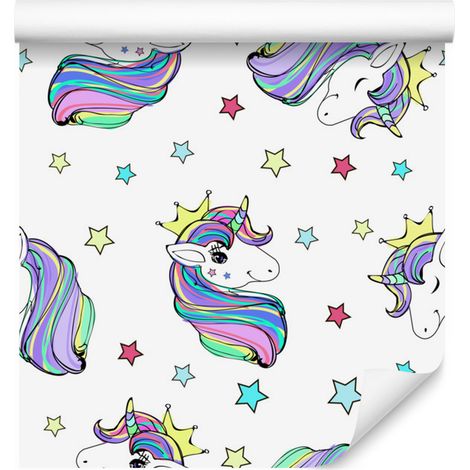 Bellissima carta da parati con unicorni magici per soggiorno e camera da letto, 50x1000 cm (1/5)