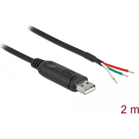 Adapterkabel USB 2.0 Typ-A zu seriell RS-232 3 x offene Kabelenden 2 m Delock