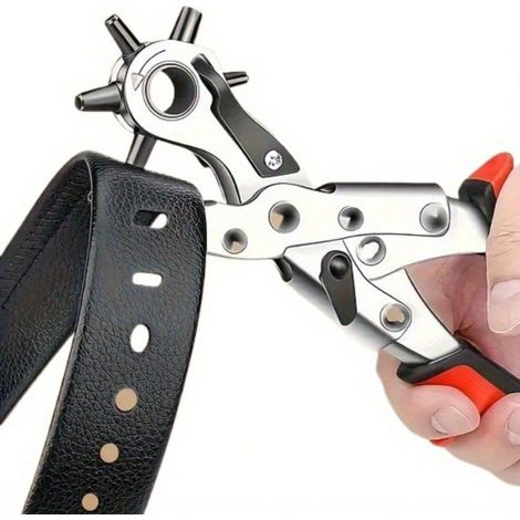 Pinces à poinçonner le cuir robustes, poignée ergonomique, kit d'estampage de tailles multiples, levier manuel pour percer des trous ronds, rectangulaires, carrés, étoiles, cœurs, trèfles, pour ceintu (1/4)