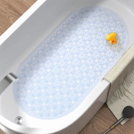 Tapis de bain ovale antidérapant, 69 x 38 cm, tapis de bain moussant, lavable en machine, transparent (1/5)