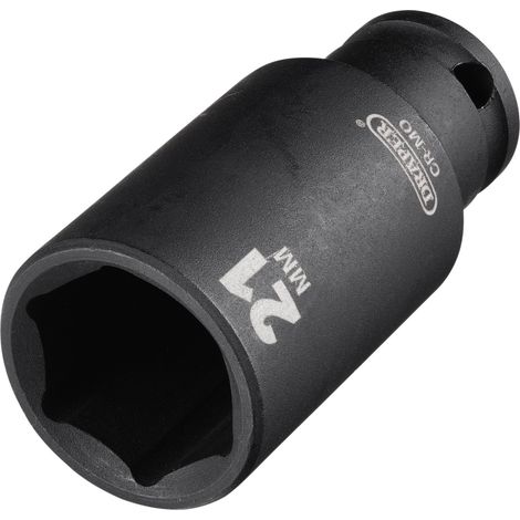 Draper 21mm Deep Impact Socket for 3/8 Inch Drive – Heavy-Duty Metric Deep Socket for Impact Wrench Use