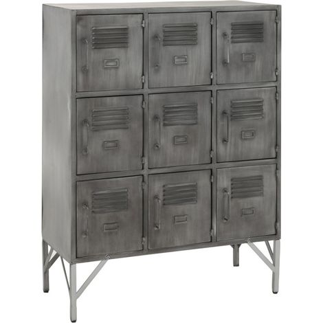 Commode 9 Portes en Métal "Popa" 113cm Argent (1/5)